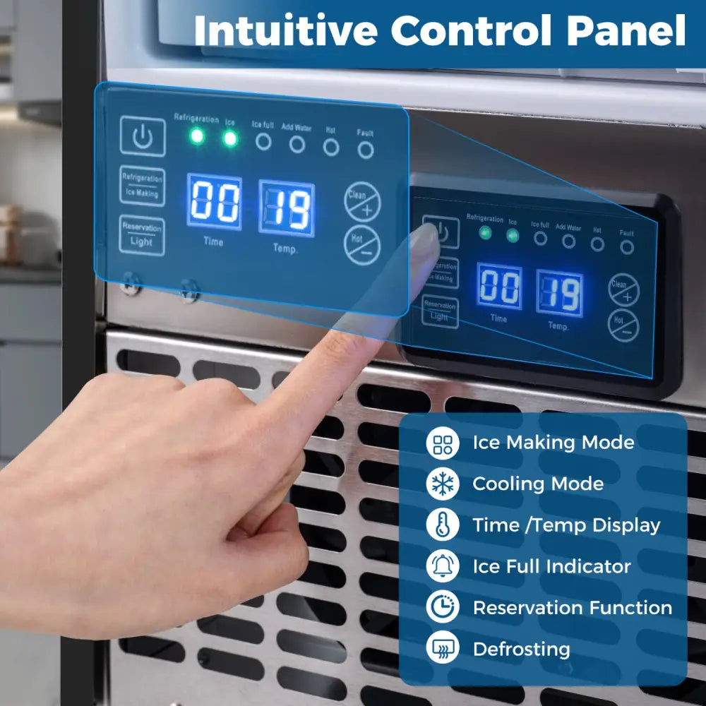 Commercial Under Counter Ice Maker 90 lbs/Day Built-in Freestanding Ice Making Machine - Silver - Ice Makers