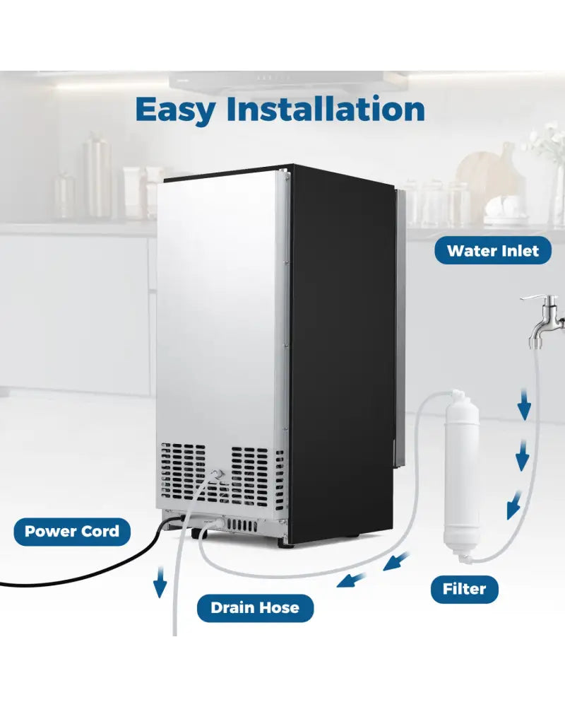 Commercial Under Counter Ice Maker 90 lbs/Day Built-in Freestanding Ice Making Machine - Silver - Ice Makers