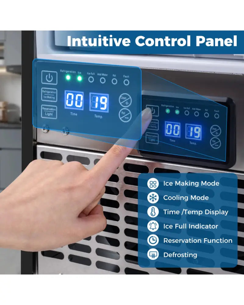 Commercial Under Counter Ice Maker 90 lbs/Day Built-in Freestanding Ice Making Machine - Silver - Ice Makers