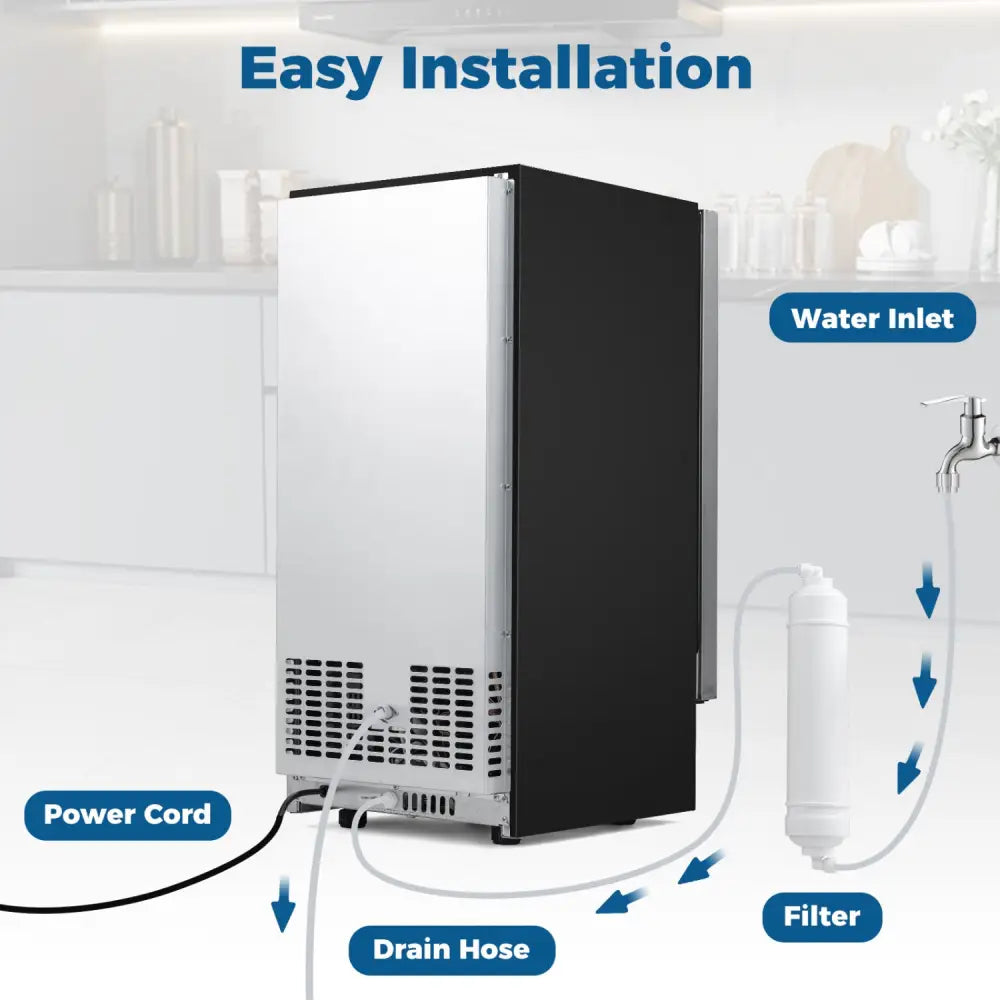 Commercial Under Counter Ice Maker 90 lbs/Day Built-in Freestanding Ice Making Machine - Silver - Ice Makers