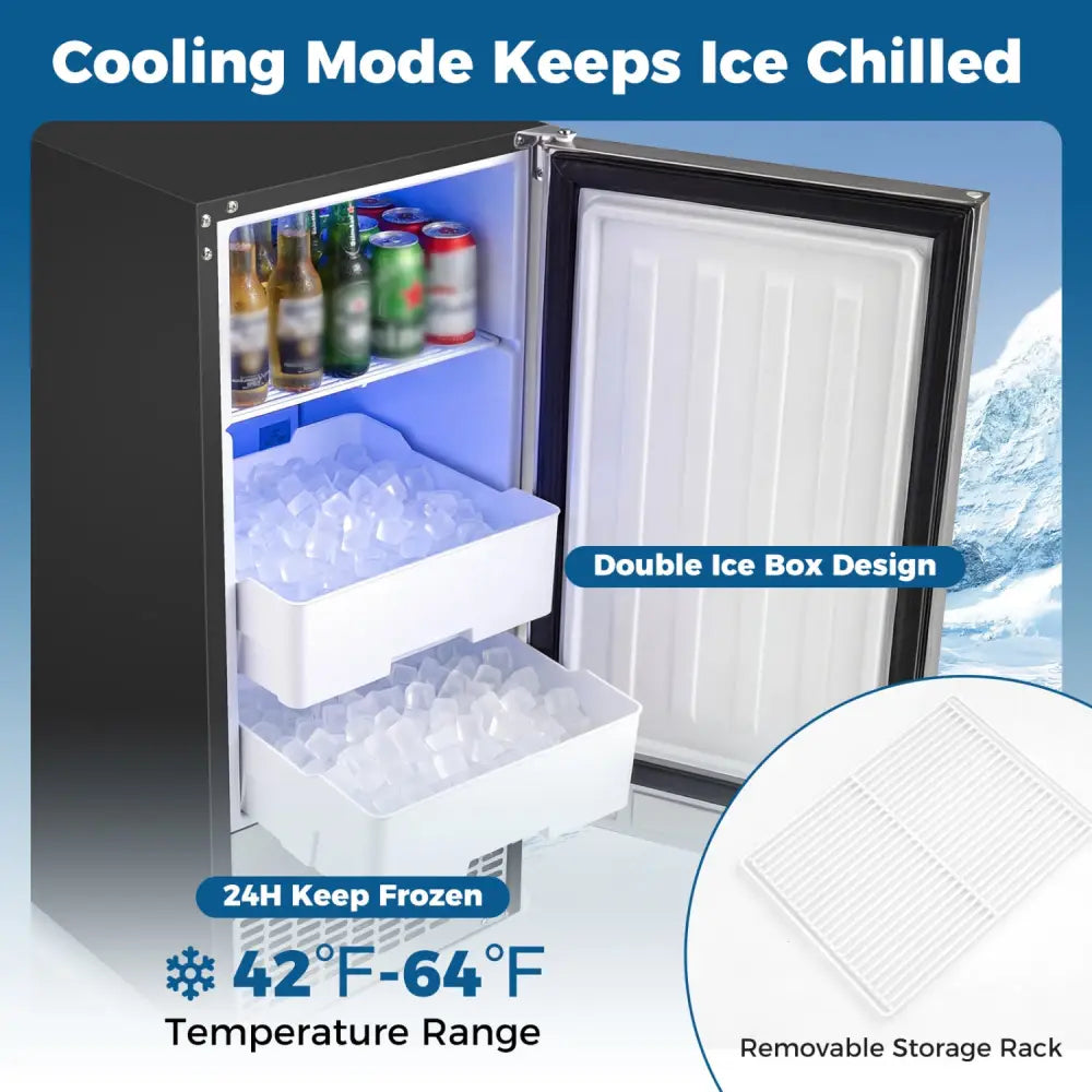 Commercial Under Counter Ice Maker 90 lbs/Day Built-in Freestanding Ice Making Machine - Silver - Ice Makers