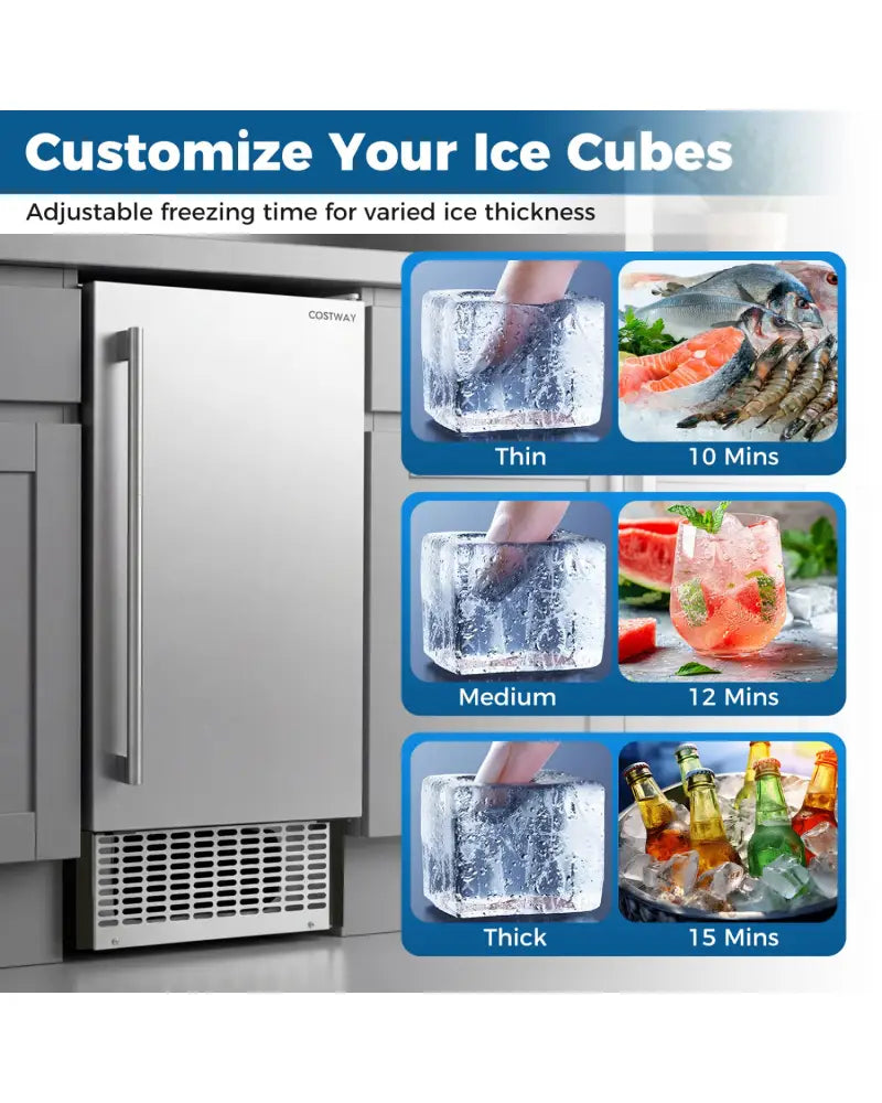 Commercial Under Counter Ice Maker 90 lbs/Day Built-in Freestanding Ice Making Machine - Silver - Ice Makers