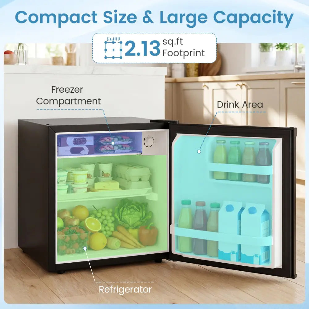 Compact Mini Fridge with 7-Level Adjustable Thermostat-Black - Black - Refrigerators