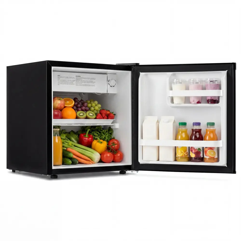 Compact Mini Fridge with 7-Level Adjustable Thermostat-Black - Black - Refrigerators