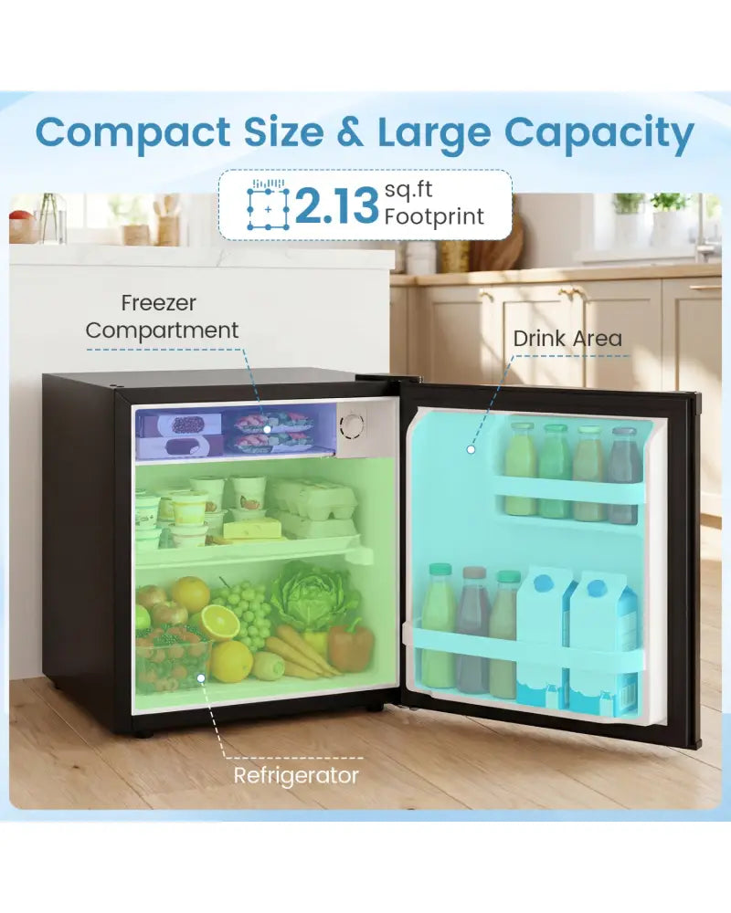 Compact Mini Fridge with 7-Level Adjustable Thermostat-Black - Black - Refrigerators