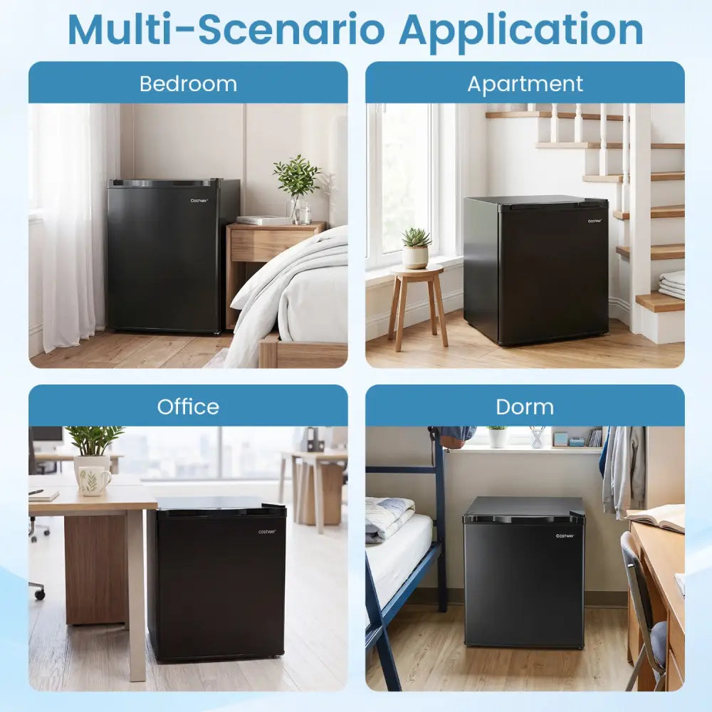 Compact Mini Fridge with 7-Level Adjustable Thermostat-Black - Black - Refrigerators