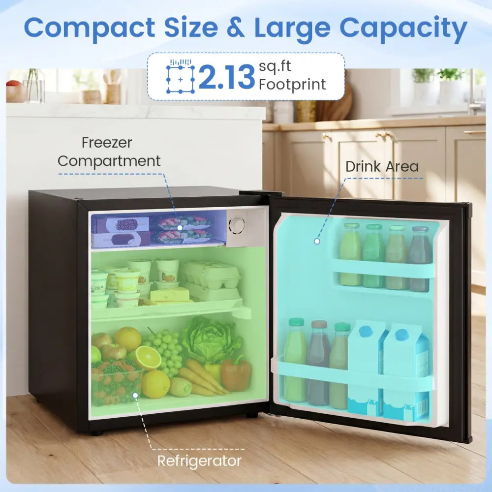 Compact Mini Fridge with 7-Level Adjustable Thermostat-Silver - Silver - Refrigerators
