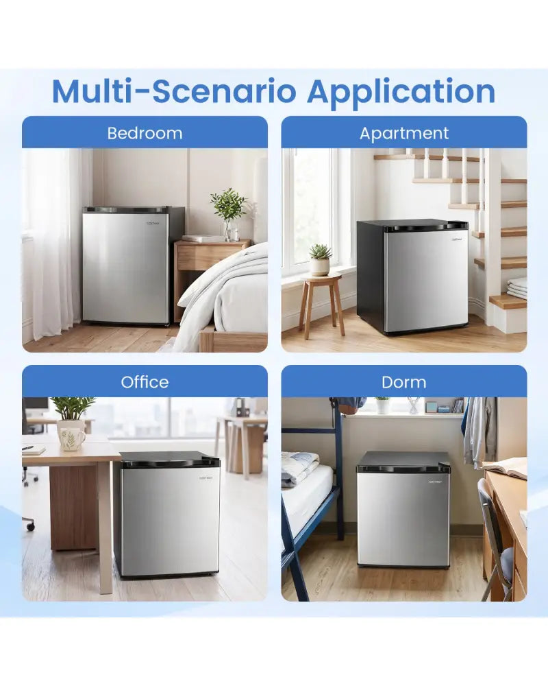 Compact Mini Fridge with 7-Level Adjustable Thermostat-Silver - Silver - Refrigerators