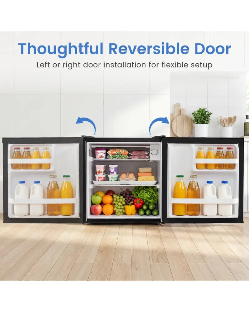 Compact Mini Fridge with 7-Level Adjustable Thermostat-Silver - Silver - Refrigerators