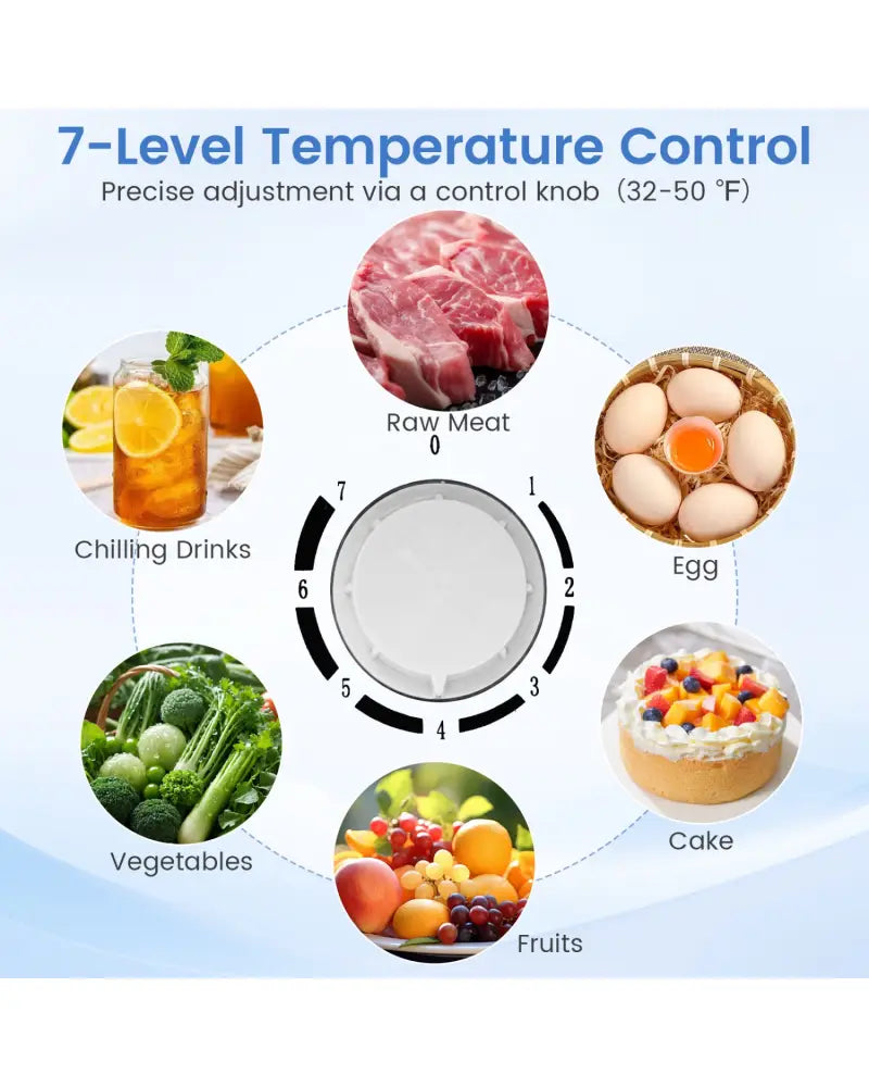 Compact Mini Fridge with 7-Level Adjustable Thermostat-Silver - Silver - Refrigerators