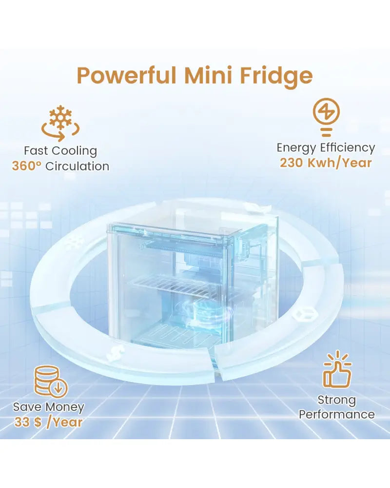 Compact Mini Fridge with 7-Level Adjustable Thermostat-White - White - Refrigerators