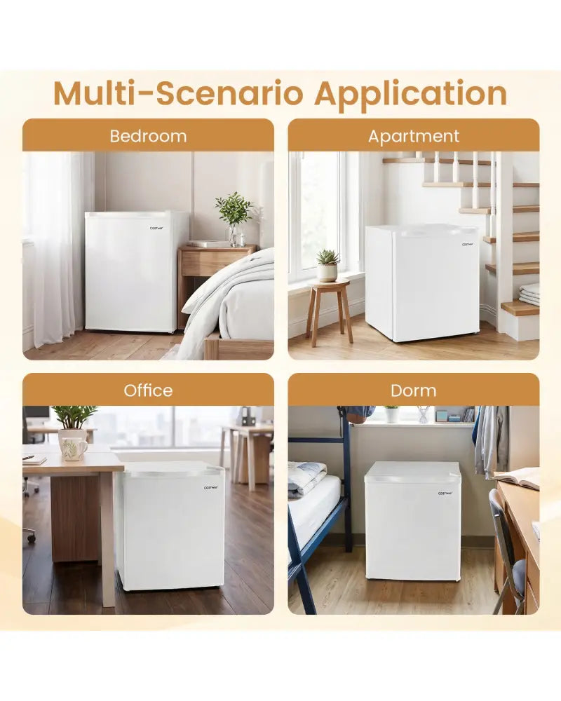 Compact Mini Fridge with 7-Level Adjustable Thermostat-White - White - Refrigerators