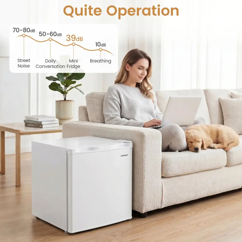 Compact Mini Fridge with 7-Level Adjustable Thermostat-White - White - Refrigerators