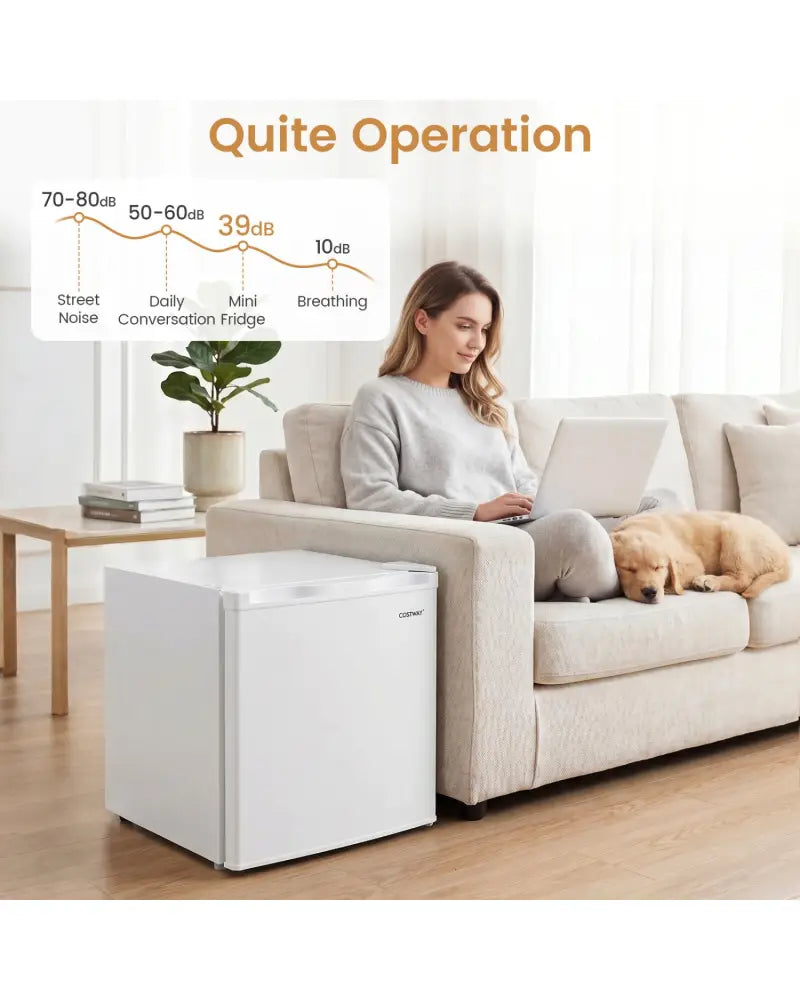 Compact Mini Fridge with 7-Level Adjustable Thermostat-White - White - Refrigerators