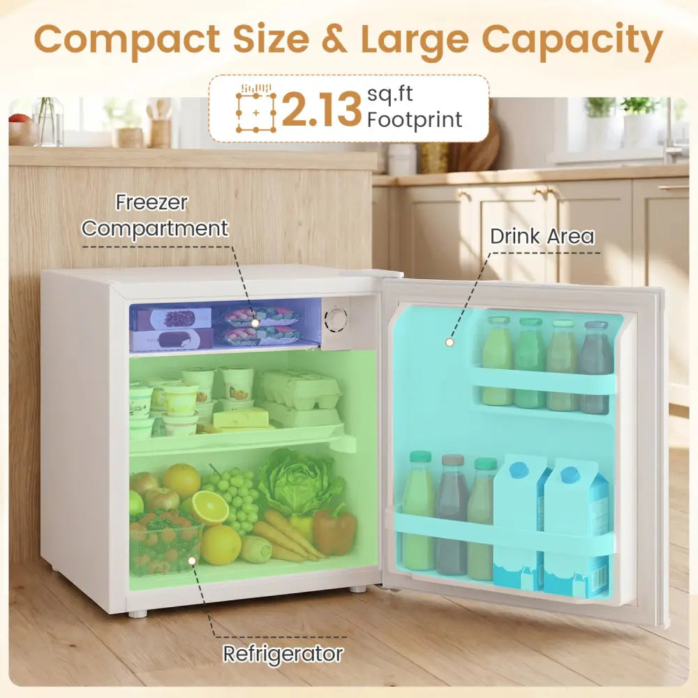 Compact Mini Fridge with 7-Level Adjustable Thermostat-White - White - Refrigerators