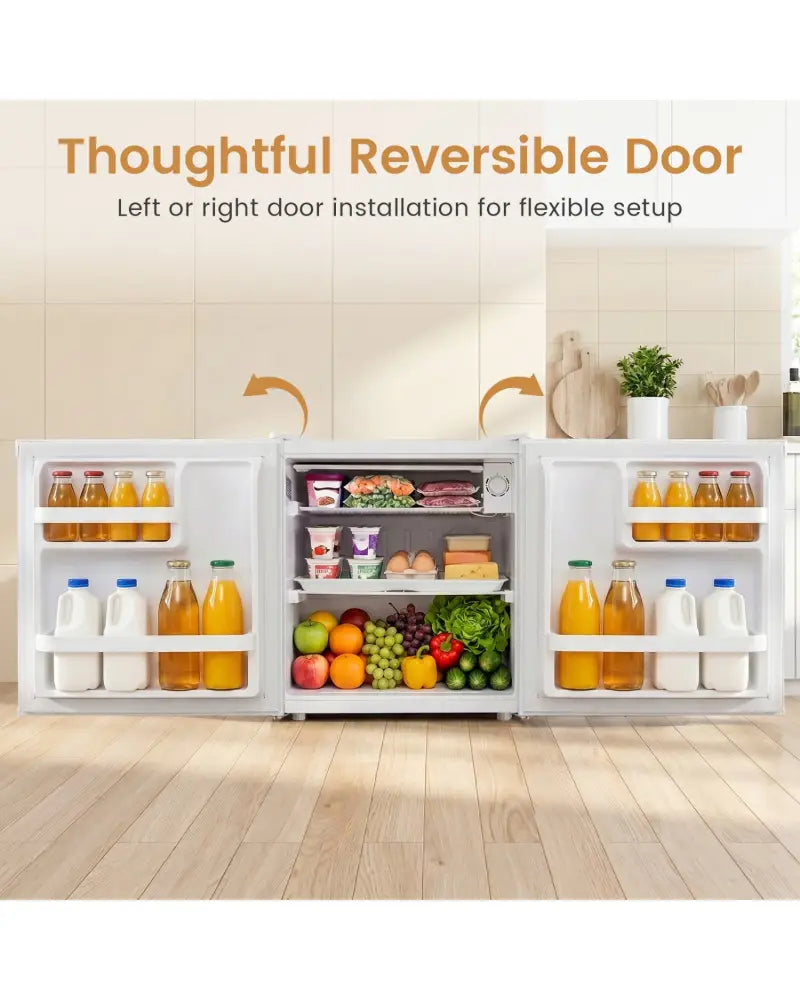 Compact Mini Fridge with 7-Level Adjustable Thermostat-White - White - Refrigerators