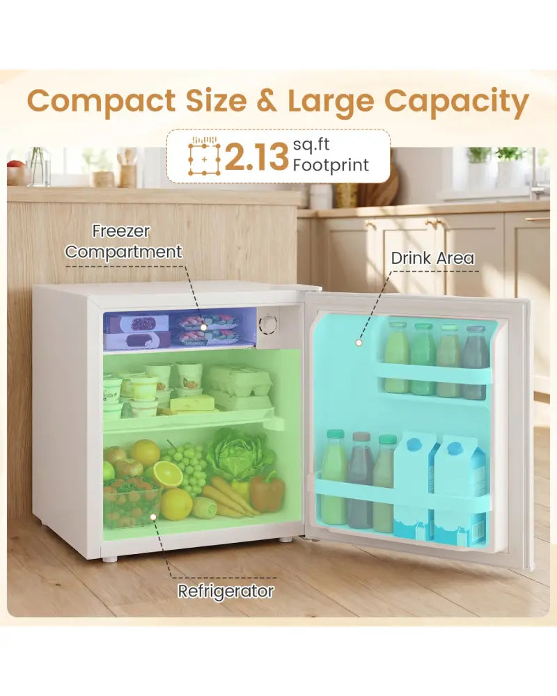 Compact Mini Fridge with 7-Level Adjustable Thermostat-White - White - Refrigerators
