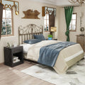 Compact Nightstand with Drawer and Shelf-Black - Black - Nightstands