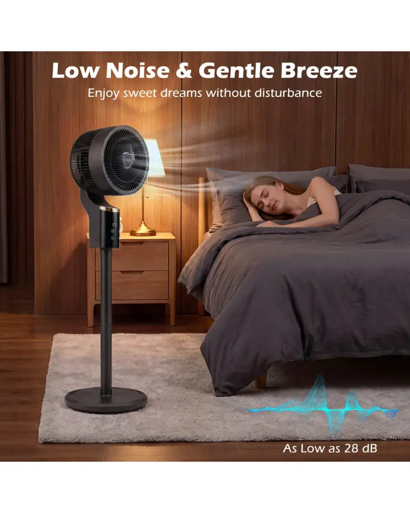 Compact Oscillating Standing Fan with 70° Oscillation and 90° Tilt for Home Office-Black - Black - Fans