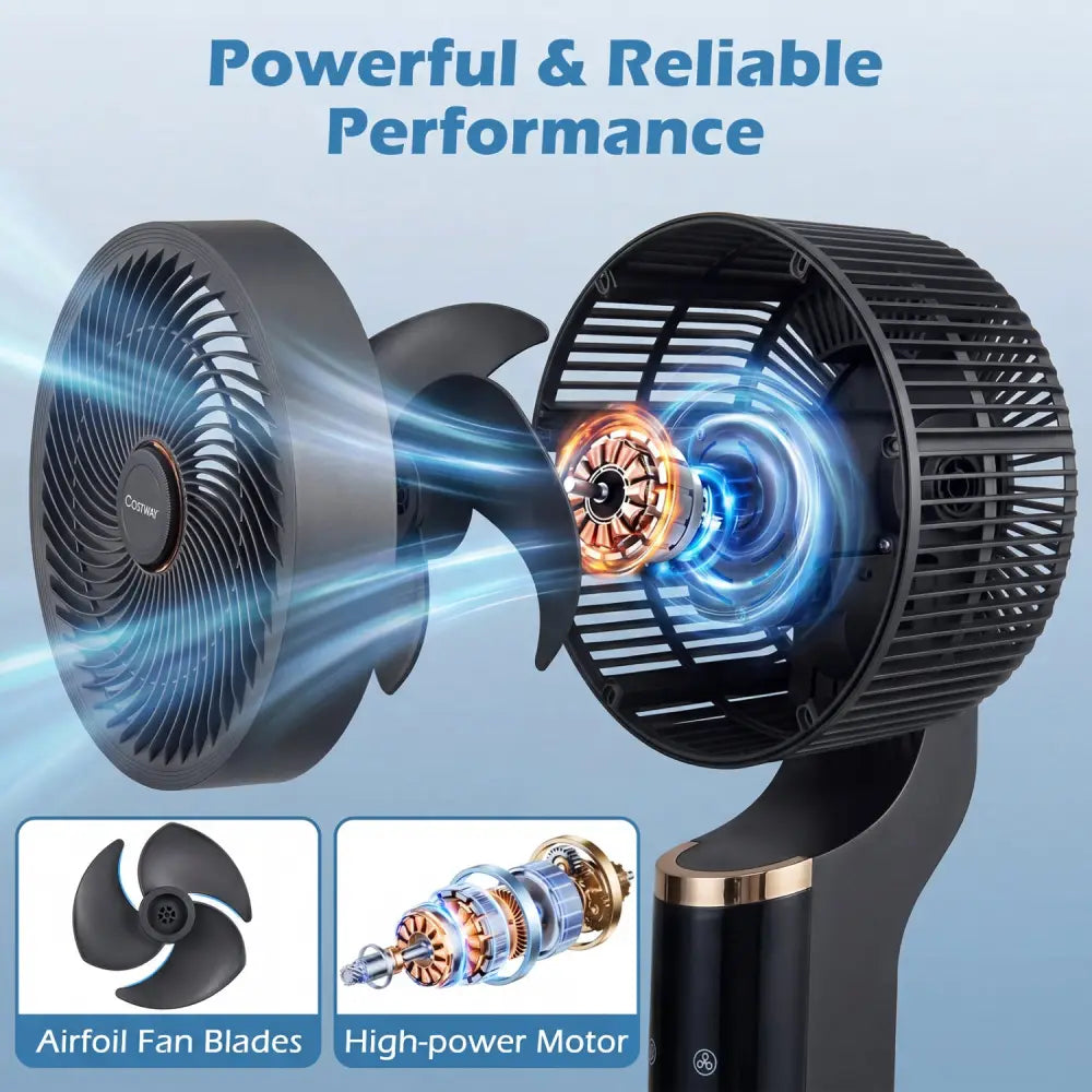 Compact Oscillating Standing Fan with 70° Oscillation and 90° Tilt for Home Office-Black - Black - Fans
