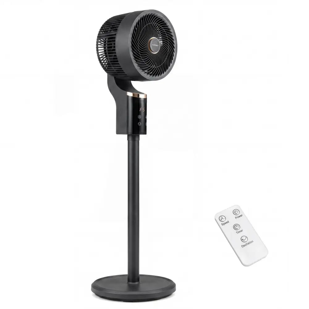 Compact Oscillating Standing Fan with 70° Oscillation and 90° Tilt for Home Office-Black - Black - Fans