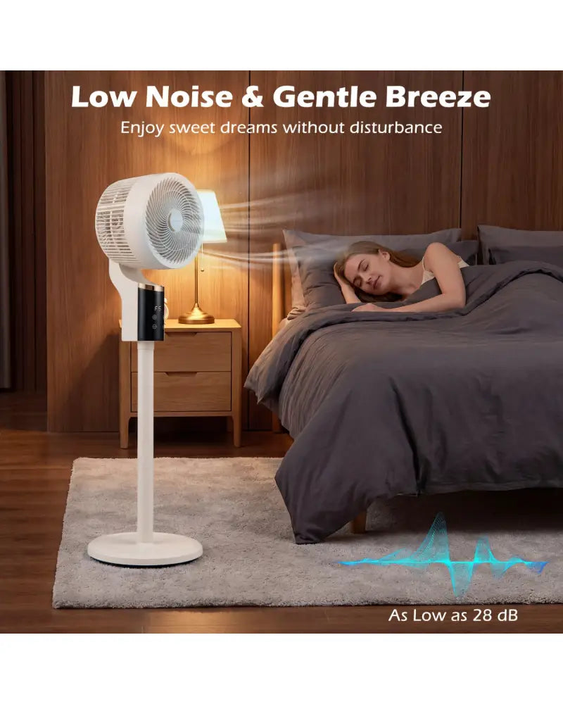 Compact Oscillating Standing Fan with 70° Oscillation and 90° Tilt for Home Office-White - White - Fans