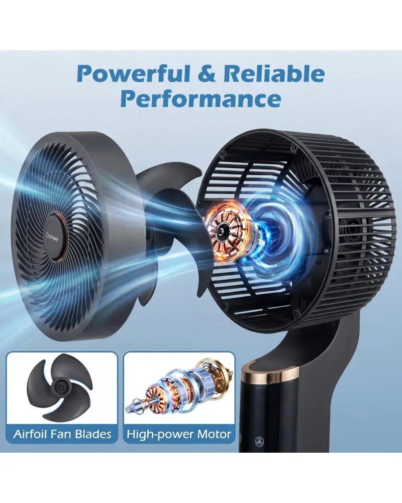 Compact Oscillating Standing Fan with 70° Oscillation and 90° Tilt for Home Office-Black - Black - Fans