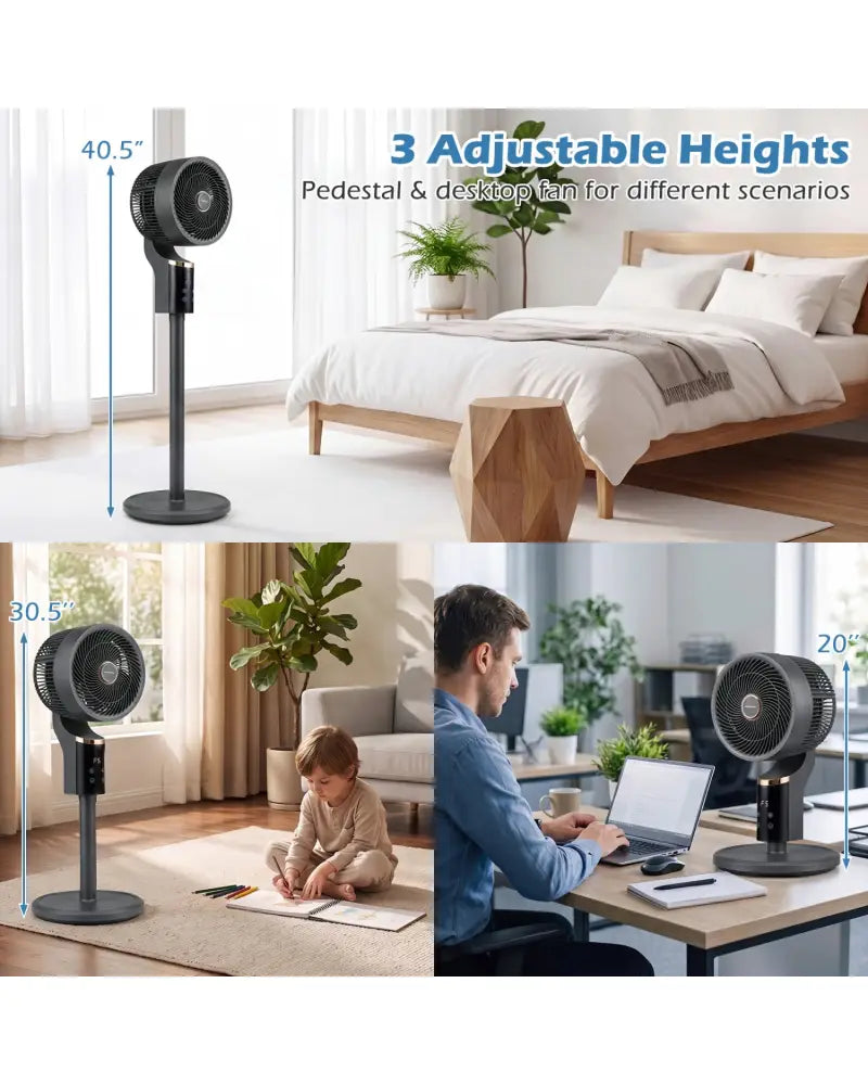 Compact Oscillating Standing Fan with 70° Oscillation and 90° Tilt for Home Office-Black - Black - Fans