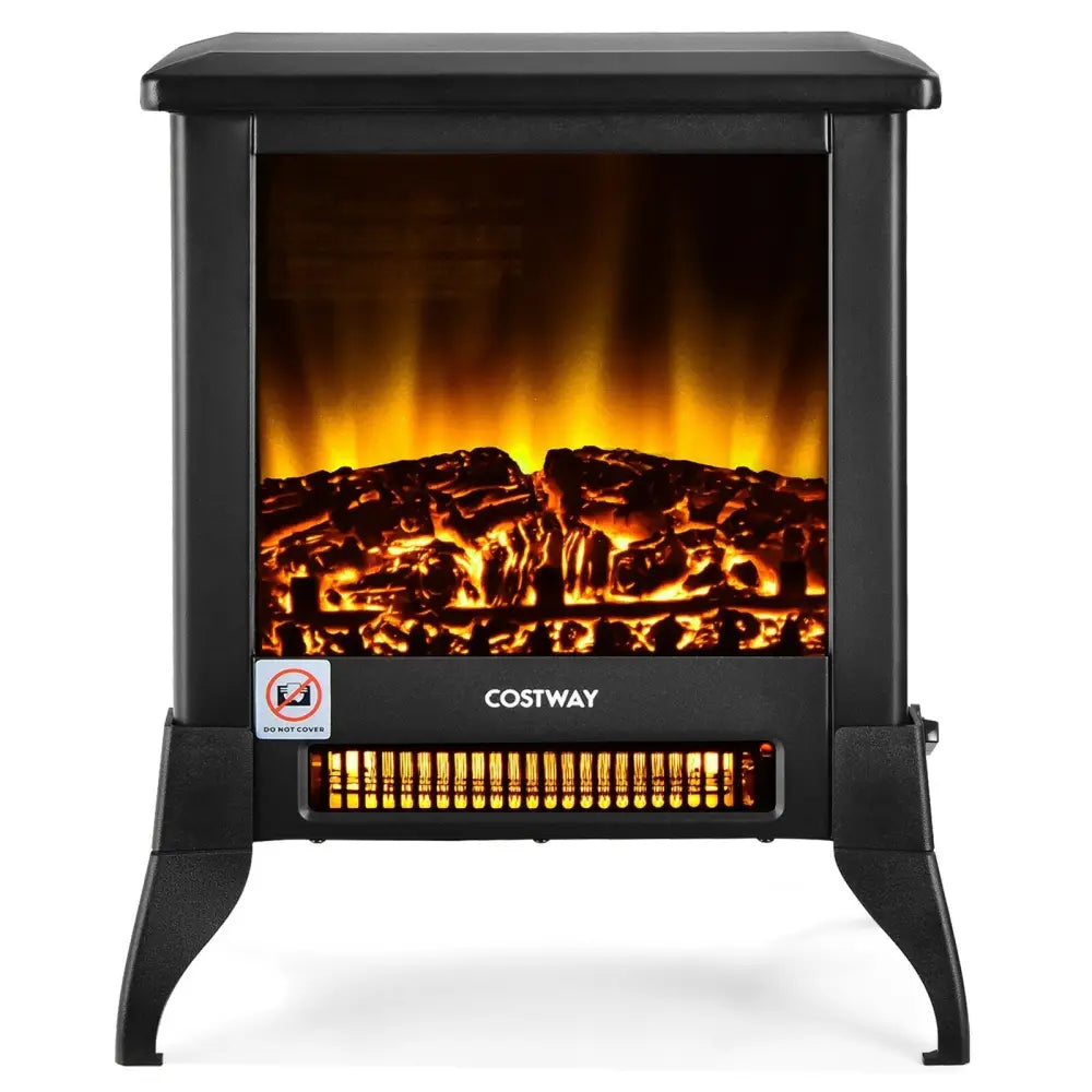 Compact Portable Space Heater with Realistic Flame Effect - Black - Oasis Home Essentials