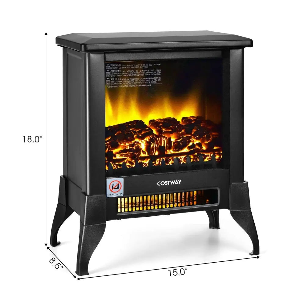 Compact Portable Space Heater with Realistic Flame Effect - Black - Oasis Home Essentials