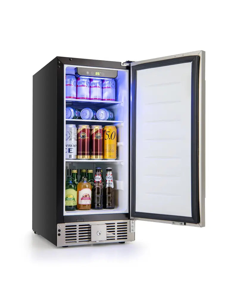 Compact Refrigerator with Adjustable Thermostat and Stainless Steel Door-Silver - Silver - Refrigerators