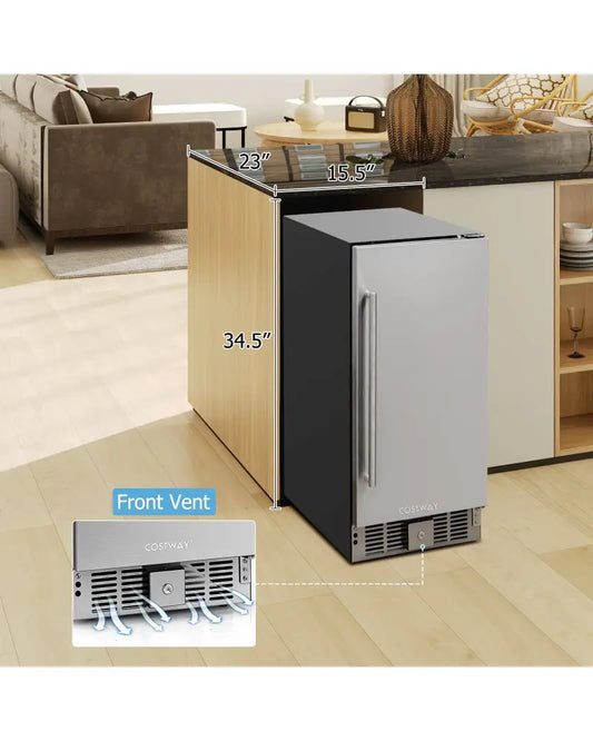Compact Refrigerator with Adjustable Thermostat and Stainless Steel Door-Silver - Silver - Refrigerators