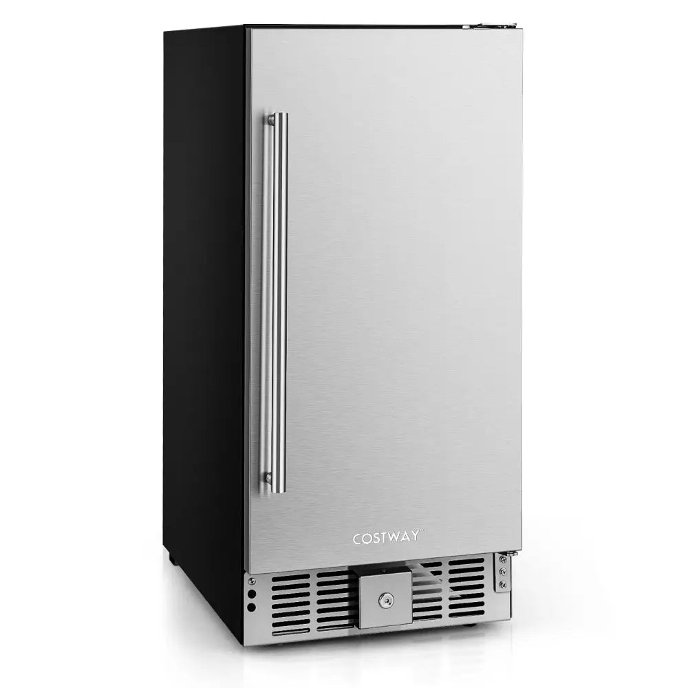 Compact Refrigerator with Adjustable Thermostat and Stainless Steel Door-Silver - Silver - Refrigerators