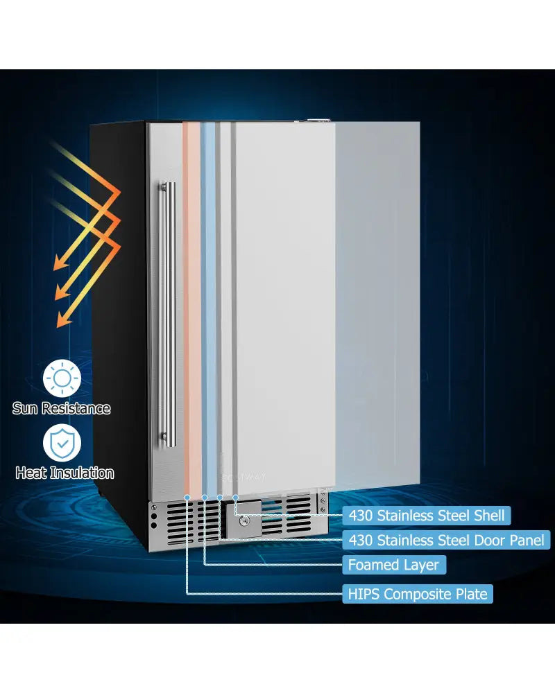Compact Refrigerator with Adjustable Thermostat and Stainless Steel Door-Silver - Silver - Refrigerators