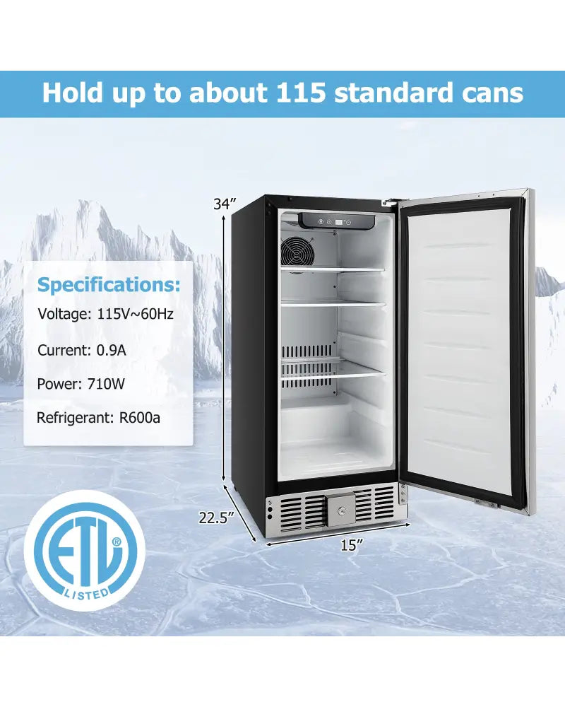 Compact Refrigerator with Adjustable Thermostat and Stainless Steel Door-Silver - Silver - Refrigerators