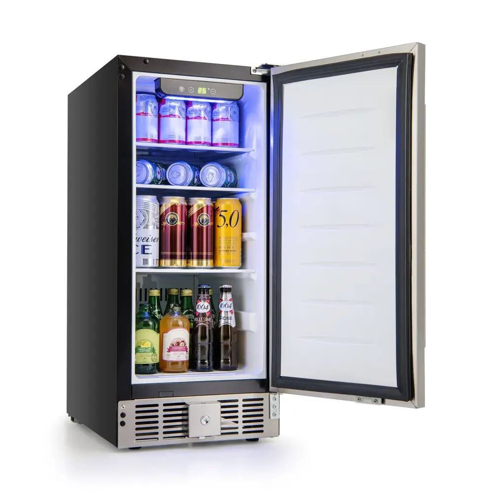 Compact Refrigerator with Adjustable Thermostat and Stainless Steel Door-Silver - Silver - Refrigerators