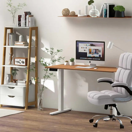 Compact Standing Desk and Executive Chair Set with Memory Heights - Home Office