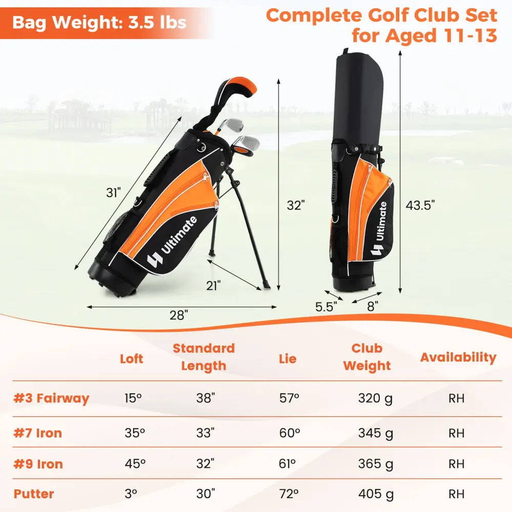 Complete Golf Club Set for Children Age 11-13-Orange - Orange - Golf