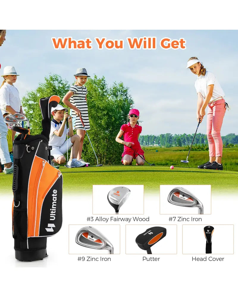 Complete Golf Club Set for Children Age 11-13-Orange - Orange - Golf