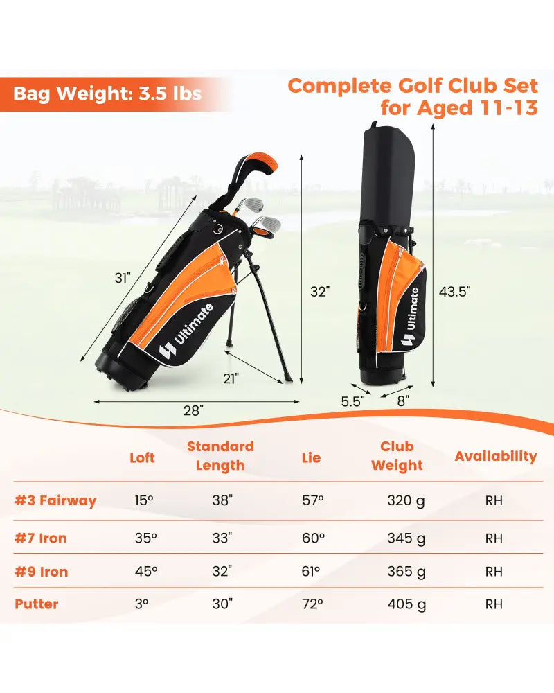 Complete Golf Club Set for Children Age 11-13-Orange - Orange - Golf