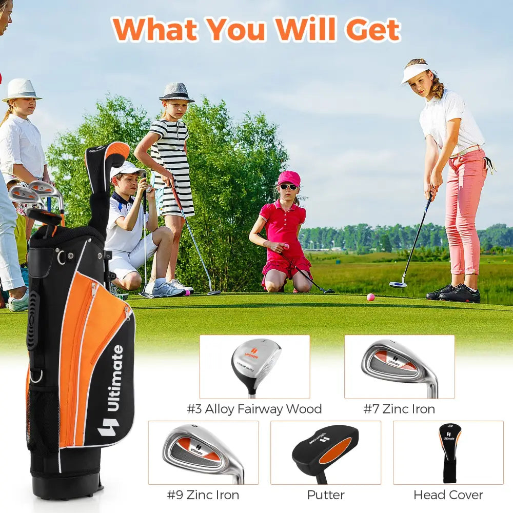 Complete Golf Club Set for Children Age 11-13-Orange - Orange - Golf