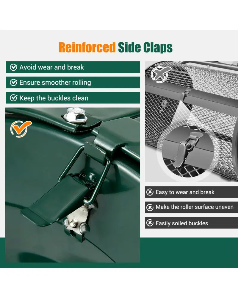 Compost Spreader 24 Inch Peat Moss Spreader Roller with Height-adjustable T-shape Handle-Green - Green - Lawn Care Tools