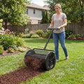 Compost Spreader 24 Inch Peat Moss Spreader Roller with Height-adjustable T-shape Handle-Black - Black - Lawn Care Tools