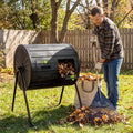 Compost Tumbler 37.5 Gallon Large Outdoor Compost Bin-Black - Black - Garden Tools
