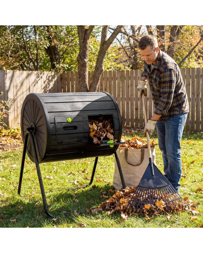 Compost Tumbler 37.5 Gallon Large Outdoor Compost Bin-Black - Black - Garden Tools