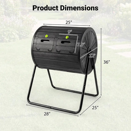 Compost Tumbler 37.5 Gallon Large Outdoor Compost Bin-Black - Black - Garden Tools
