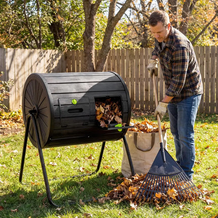 Compost Tumbler 37.5 Gallon Large Outdoor Compost Bin-Black - Black - Garden Tools