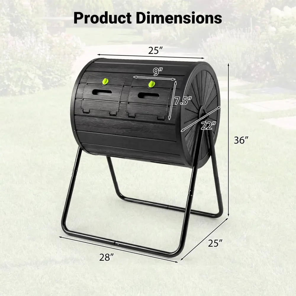 Compost Tumbler 37.5 Gallon Large Outdoor Compost Bin-Black - Black - Garden Tools
