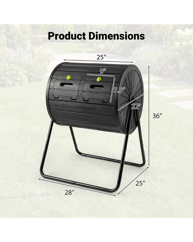 Compost Tumbler 37.5 Gallon Large Outdoor Compost Bin-Black - Black - Garden Tools