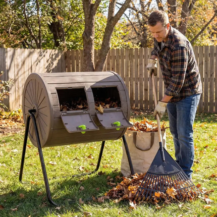 Compost Tumbler 37.5 Gallon Large Outdoor Compost Bin-Coffee - Coffee - Garden Tools